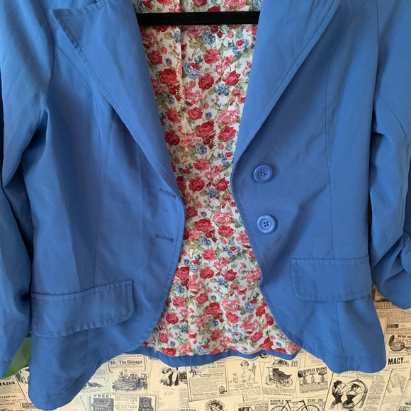 Wet seal ruched blue blazer top SZ small - Picture 3 of 7